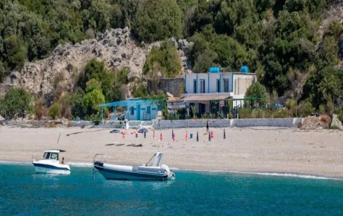 Kroreza Beach with crystal clear turquoise water on the Himara coast